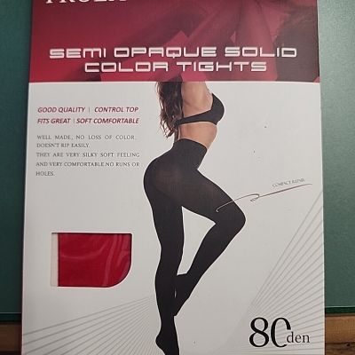 Frola Semi Opaque Solid Color Tights Red